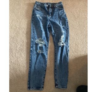 Distressed mom jeans